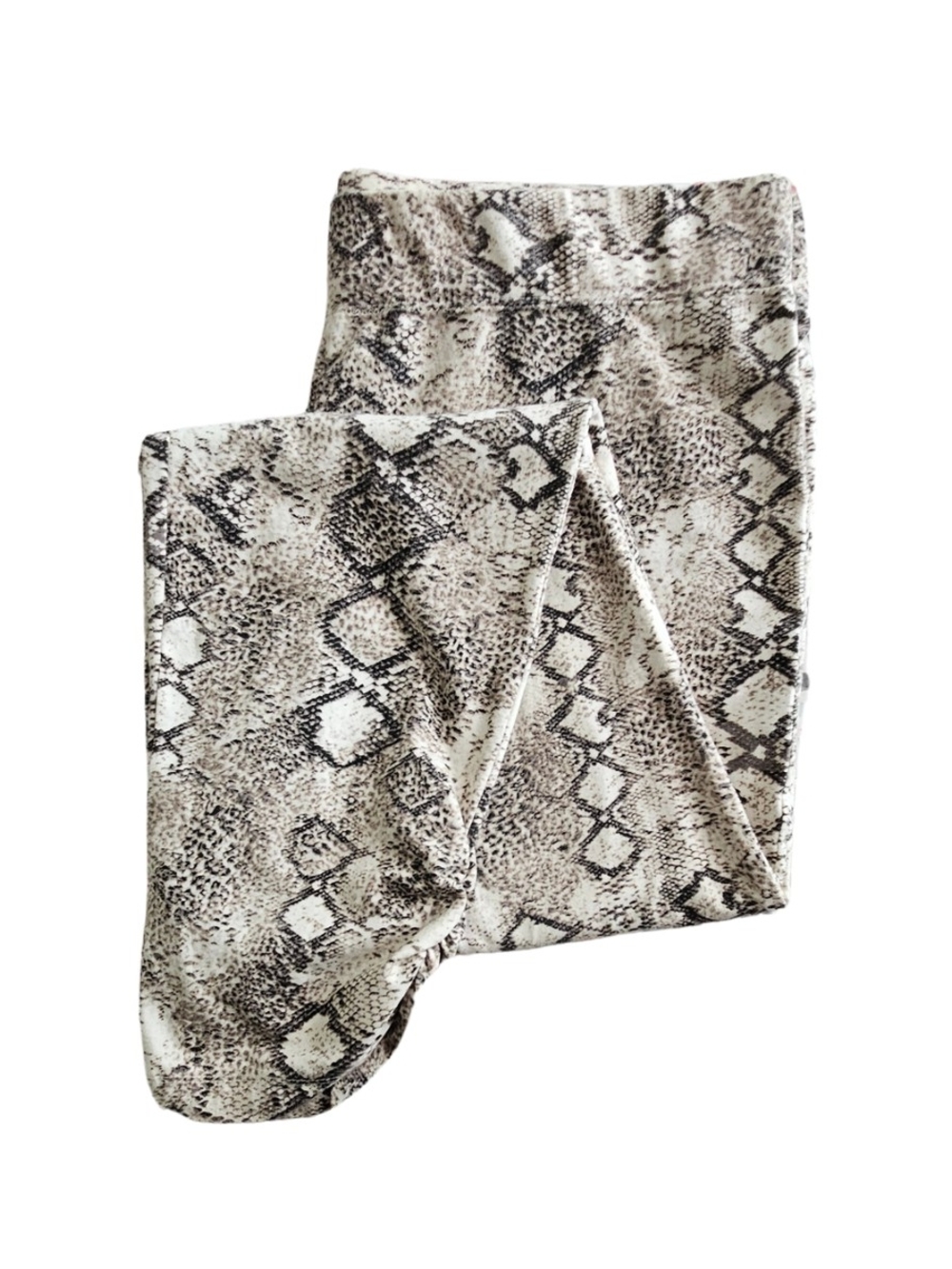 Womens Plus Size 1X Snake Print Leggings — Neutral Cream & Brown